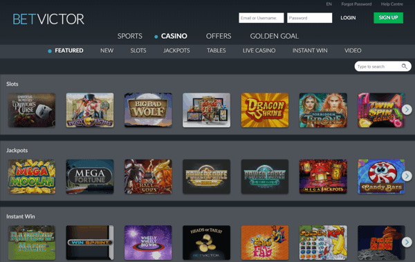 BetVictor Casino Screenshot