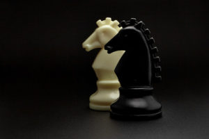 Black and White Knight Chess Pieces