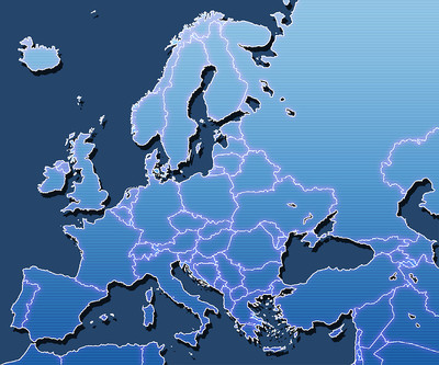 Map of Europe with Scan Line Effect