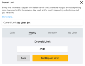 Betfair Setting Deposit Limit