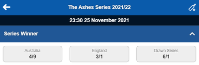Betfred Ashes Series Betting