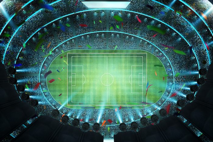 3D Football Stadium Aerial View