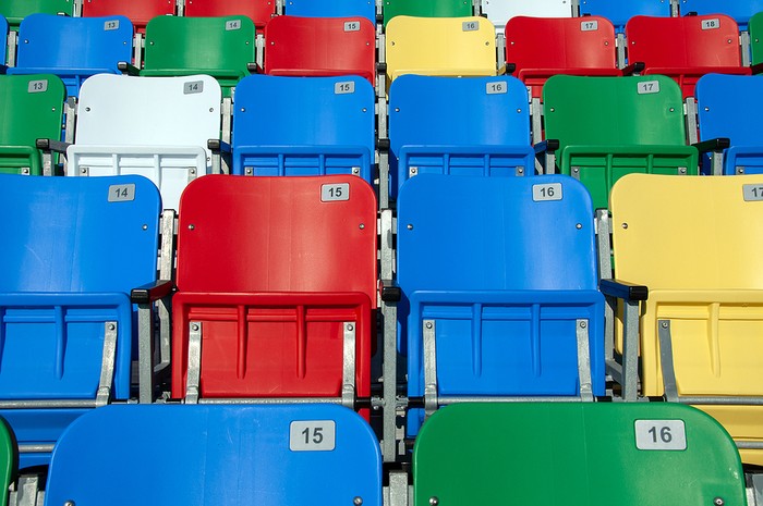 Coloured and Numbered Stadium Seats