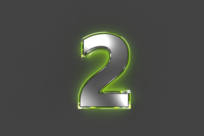 Green Backlit 3D Number 2