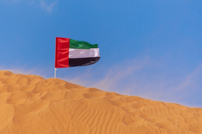 UAE Flag in Sand Dune