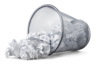Waste Paper Basket Tipped Over