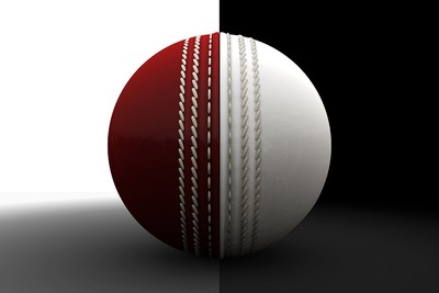 Cricket Ball with Red and White Halves