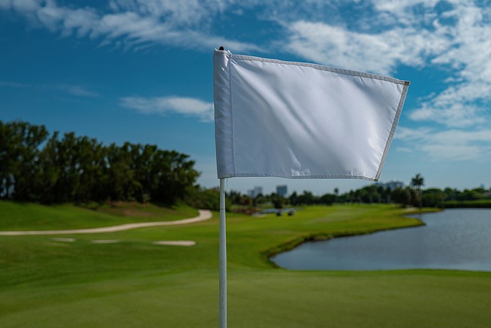 White Golf Flag Close Up