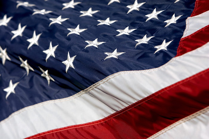Close Up of Waving USA Flag
