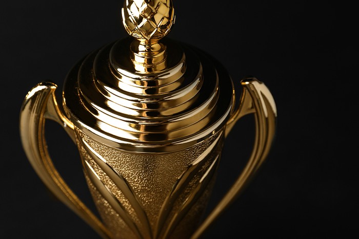 Close Up Top View of Gold Trophy