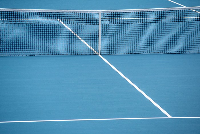 Net Across Blue Tennis Court
