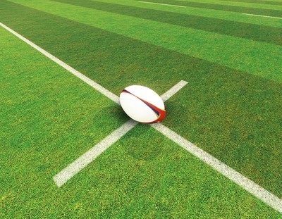 Rugby Ball on Field Centre Line
